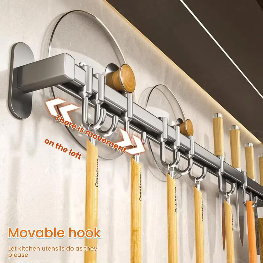 Hakenleiste Küche ohne Bohren mit Messerhalter und Topfdeckelhalter, Küchenutensilienhalter Wand aus