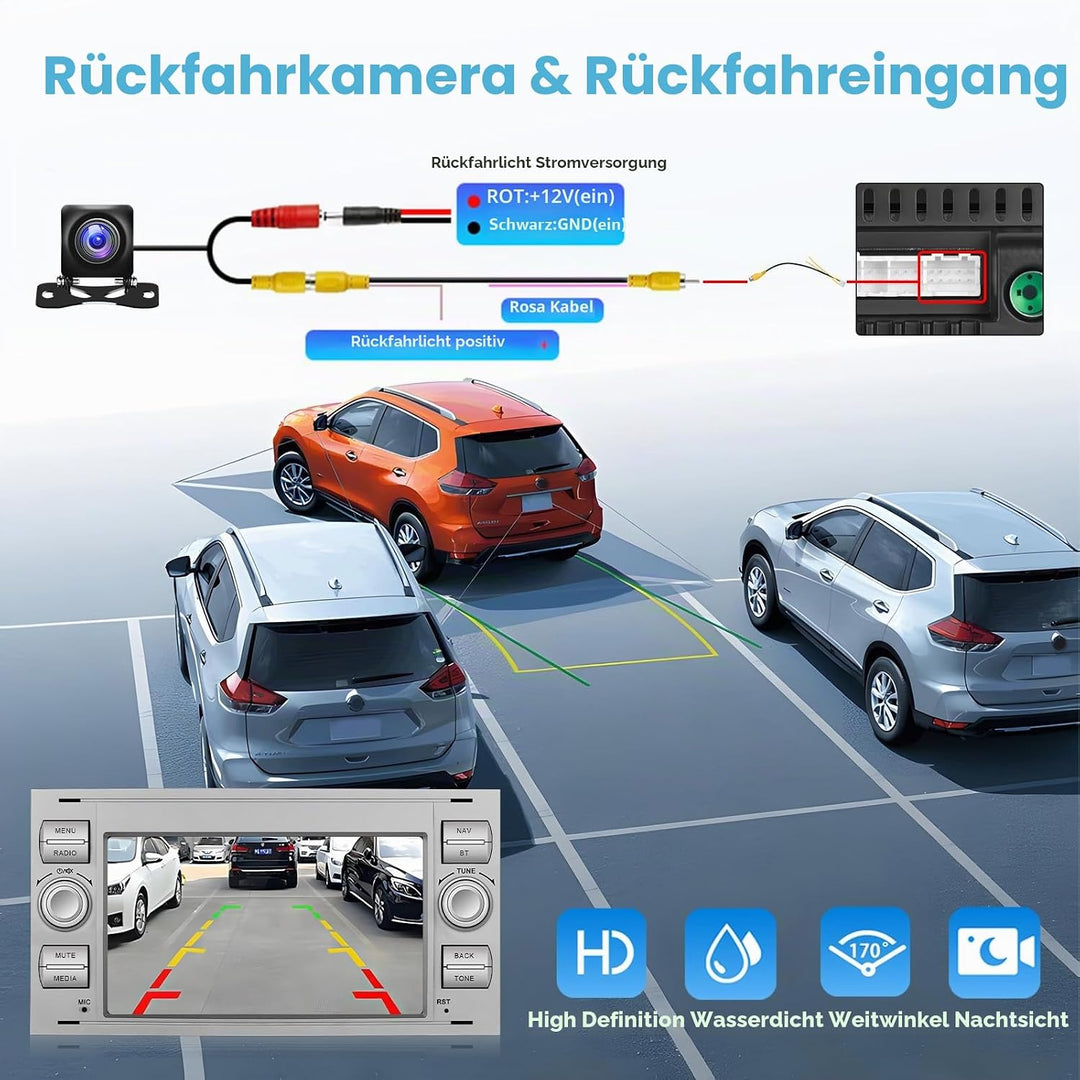 [2G+64G] Hikity Autoradio Navi Für Ford Transit Fiesta Focus Mondeo Kuga Galaxy S-Max Android 13 Wir
