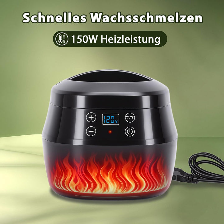 HISUEKIG Elektrischer Wachsschmelzer, 1L Wachsschmelztopf für Kerzenherstellung mit LED Temperaturan