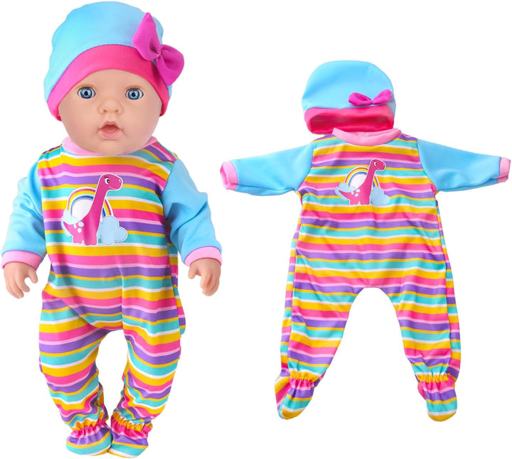 4 Sets Kleidung und Zubehör für Puppen 35-45 cm und 14-18 Zoll - Enthält Overall, Oberteil, Hose, Hu