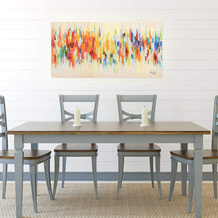 KunstLoft Leinwandbild | 100% HANDGEMALT | 120x60cm | Gemälde 'Weekend Happiness' | Abstrakt | Bunt