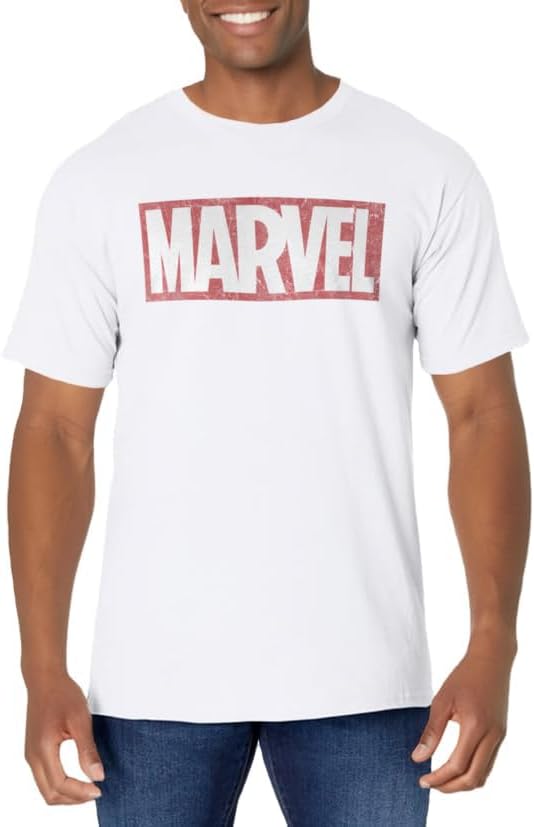 Mens Marvel Classic Distressed Logo Graphic T-Shirt C2 Small Olive