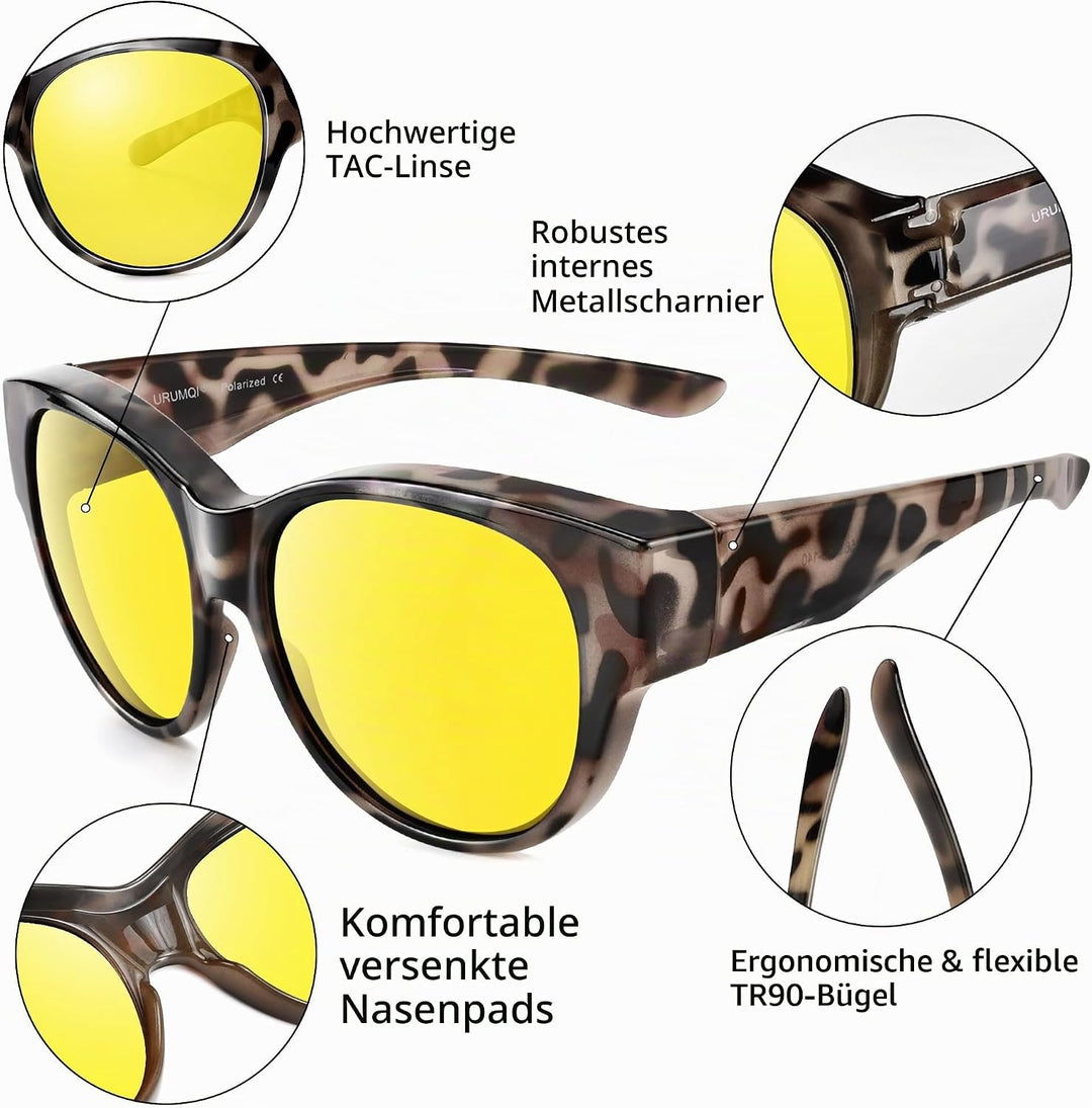 URUMQI Nachtsichtbrille für Autofahrer, Nachtfahrbrille Nachtbrille zum Autofahren Damen Herren, Aut