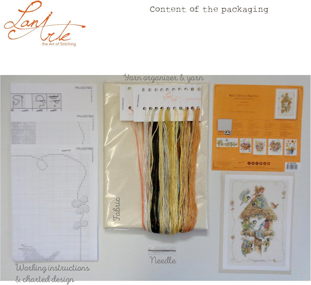 Lanarte PN-0007962 MB Vogelhäuschen I Zählmuster Kreuzstichset, Baumwolle, mehrfarbig, ca. 37 x 54 c