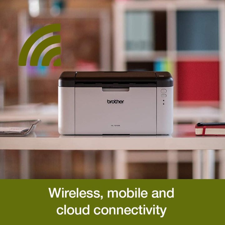 Brother HL-1210W , Monochrom, Kompakter S/W-Laserdrucker weiss/dunkelgrau grau mit WLAN, grau mit WL