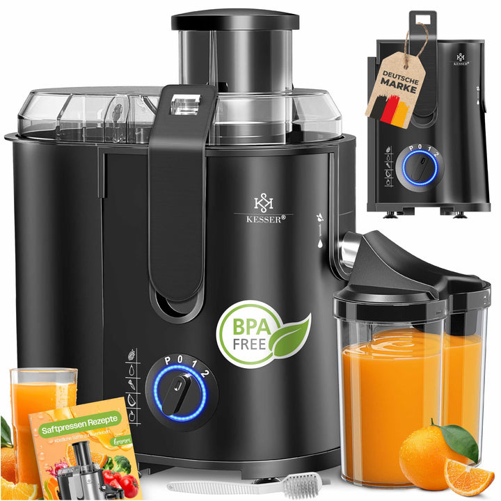 KESSER® Entsafter für Obst und Gemüse aus Edelstahl 1100W grosse 85 mm Einfüllöffnung inkl. Reinigun