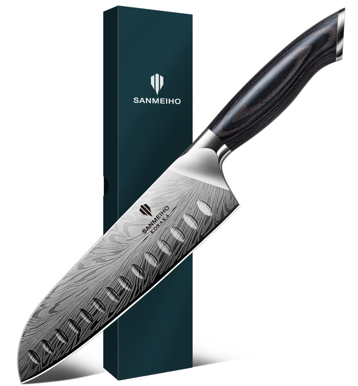 Küchenmesser aus Pulverstahl, Japanisches Kochmesser Santokumesser, 18 cm Professionelle Chefmesser