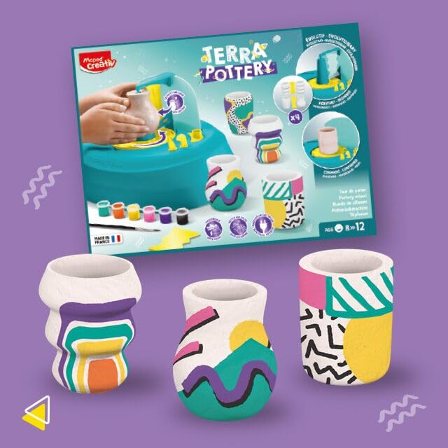 Maped CREATIV – 907220 elektrische Töpferscheibe TERRA POTTERY mit Fusspedal - inklsuive Töpferton u