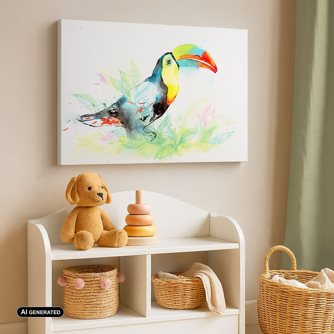 Bilder auf Leinwand Vogel Toucan Neugier wild Leinwandbild 70x50cm Wandbilder Dekoration Wohnzimmer