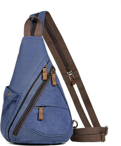 KL928 Canvas Sling Bag Rucksack Damen und Herren – Schulterrucksack Umhängetasche Crossbag Verstellb