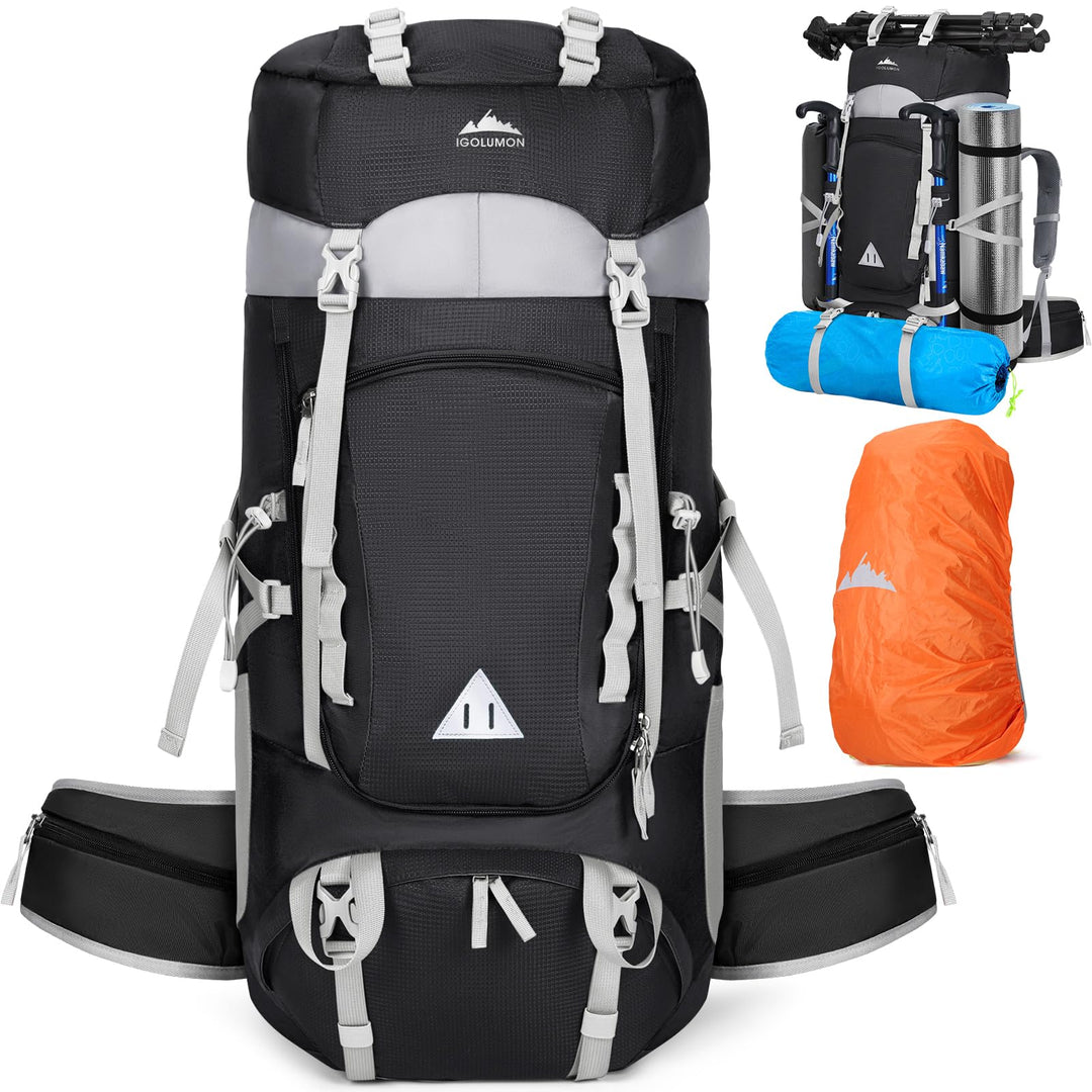 IGOLUMON Wanderrucksack 60L Herren Damen Trekkingrucksack Reiserucksack Grosser Wasserdicht Wandern
