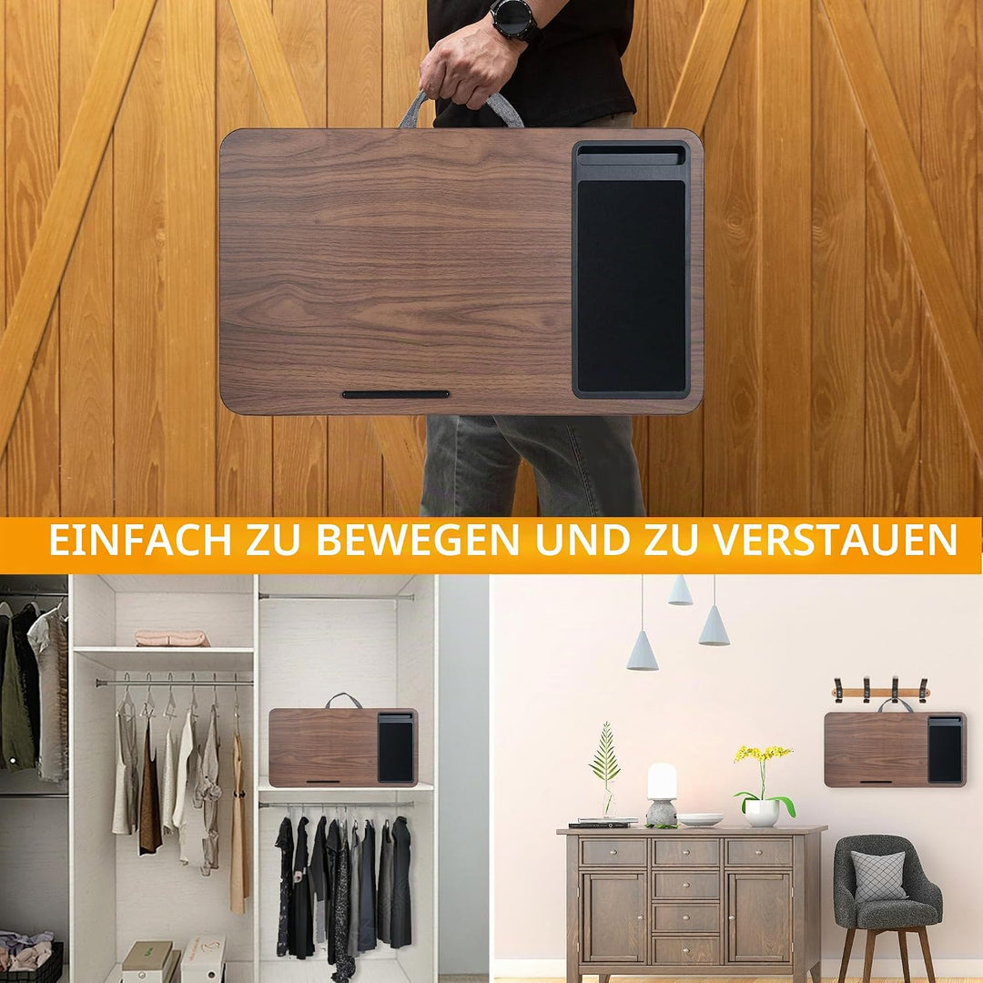 Schossschreibtisch, tragbarer Laptop-Schreibtisch mit Kissen-Kissen, passend für Laptops bis zu 17 Z