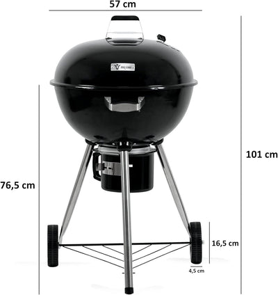 BBQ-Toro Kugelgrill Ø 57 cm | Grillfläche Ø 53,5 cm | BBQ Kugelgrill Holzkohle, Barbecue Kugelgrill,