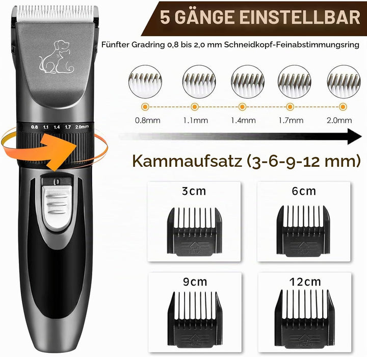 Hundeschermaschine, Leise Schermaschine Hund Katze, IPX7 Wasserdichtes Schermaschine Hund Katze, 2 S