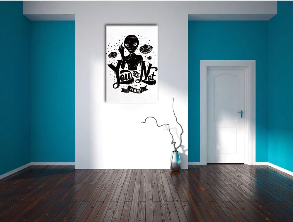Pixxprint You Are not Alone White Bild auf Leinwand, XXL riesige Bilder fertig gerahmt mit Keilrahme