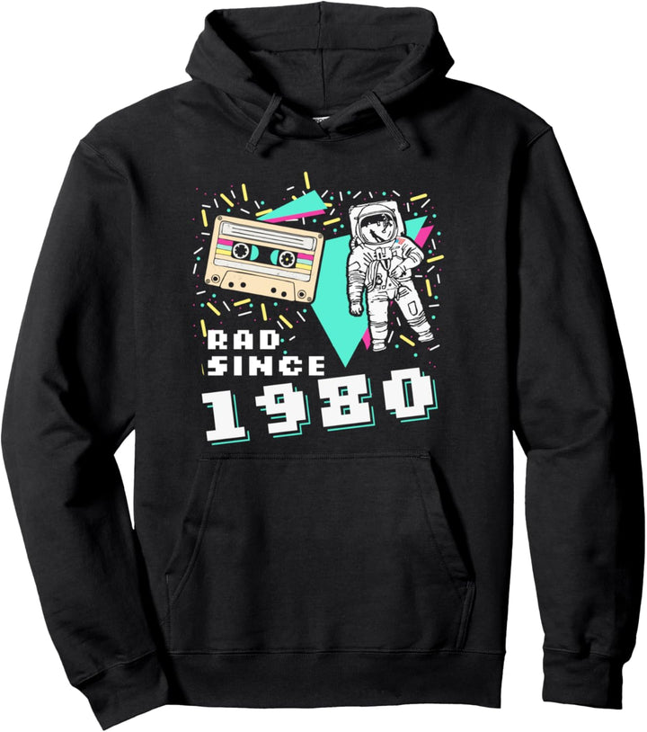 Rad Since 1980! Funny 40th Birthday 80's Eighties Graphic Pullover Hoodie