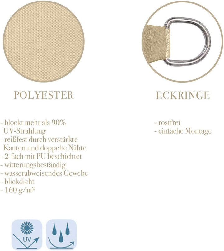Sonnensegel wasserdicht Polyester 3x4m rechteckig Sonnenschutz - anthrazit Anthrazit 3x4m rechteckig