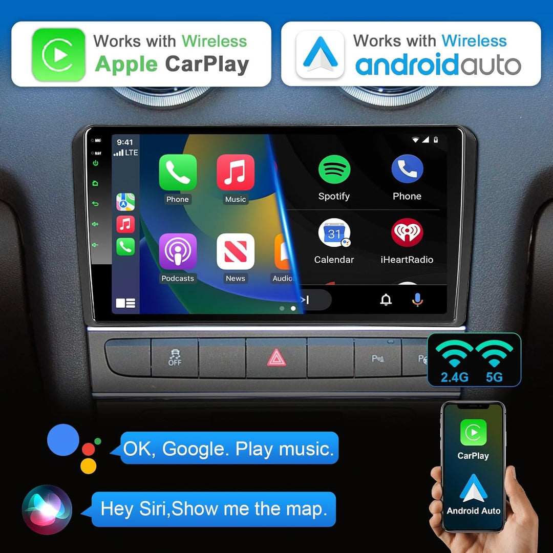 Android Autoradio mit Bildschirm für Audi A3 S3 RS3, 8-Core 4GB+64GB Wireless Android Auto Carplay A