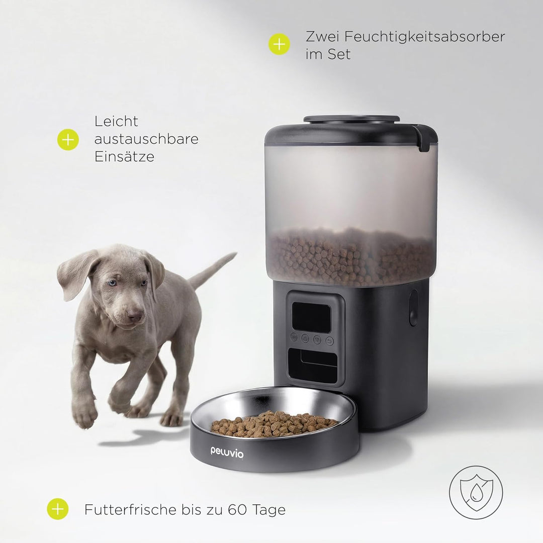 Crispy Futterautomat für Hunde, Automatischer Futterspender Hund mit Timer, bis zu 4 Mahlzeiten, Not