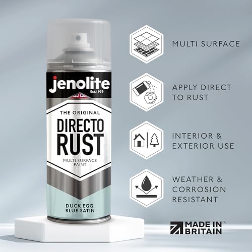 JENOLITE Directorust Seidenmatte/Satin Sprühfarbe | Enteneiblau | 3x400ml | Direkt-zu-Rost-Sprühfarb