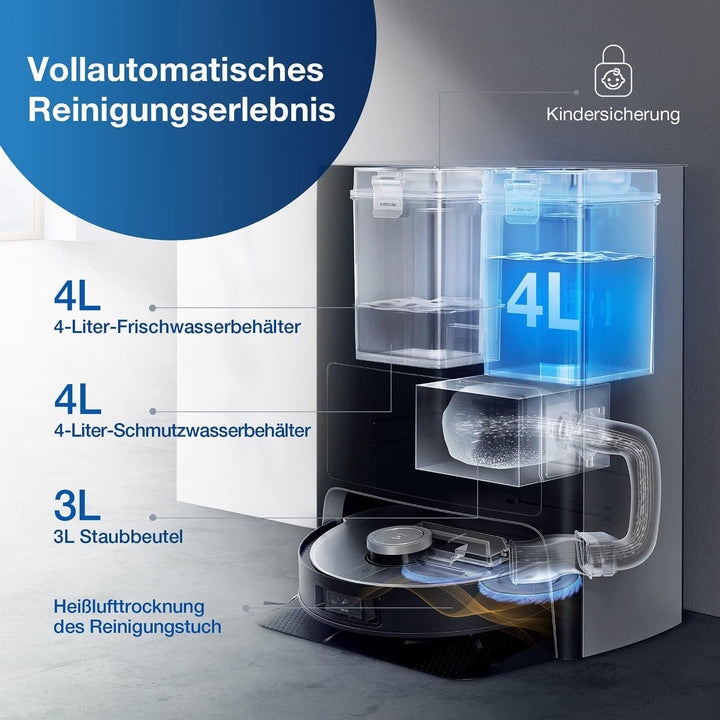 ECOVACS DEEBOT X1 OMNI, Staubsaugerroboter mit Wischfunktion und multifunktionaler Reinigungsstation