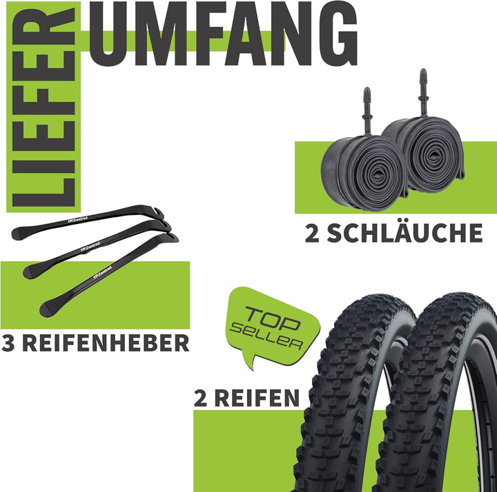 2er Set Schwalbe Fahrradreifen Smart Sam Plus 28 Zoll x 1.60 Zoll (42-622) + auswählbar mit Schläuch