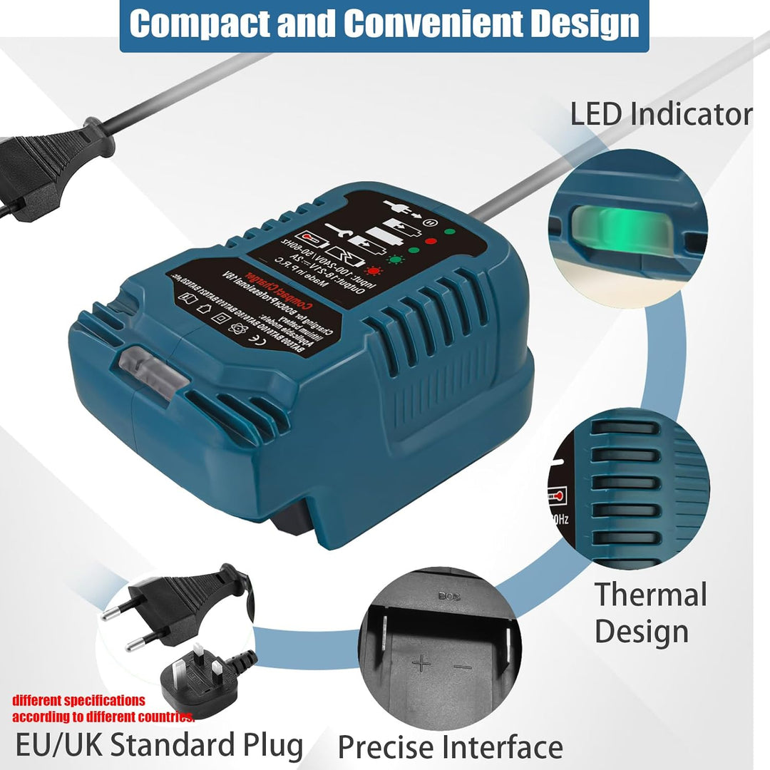 Schnellladegerät Ersatz für Bosch Professional 18V System GBA 18V Ladestation mit LED-Anzeige Kompat