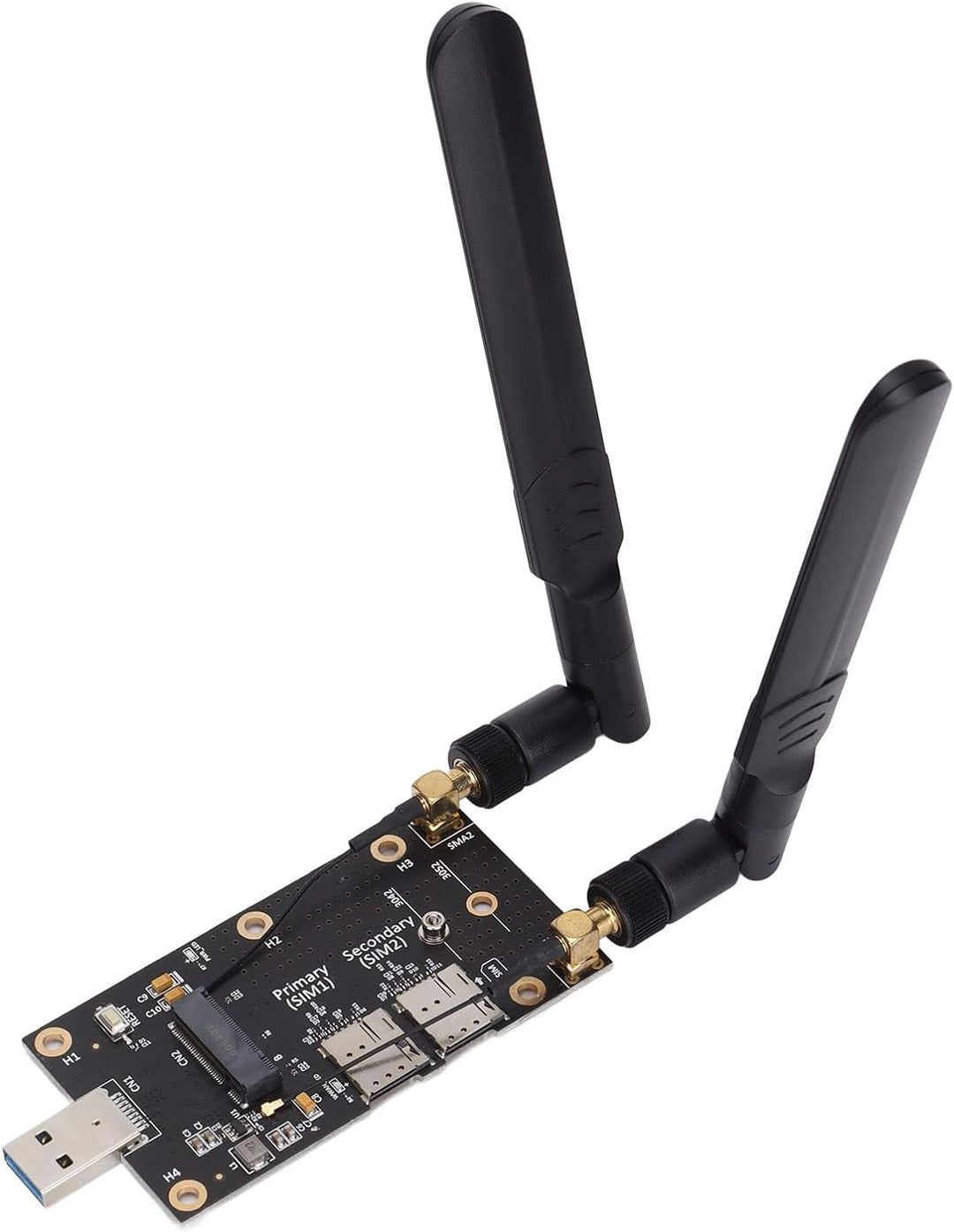ASHATA NGFF M.2 auf USB3.0 Adapter,Dual-SIM-Kartensteckplatz LTE-Modem mit Antennenschrauben und Sch
