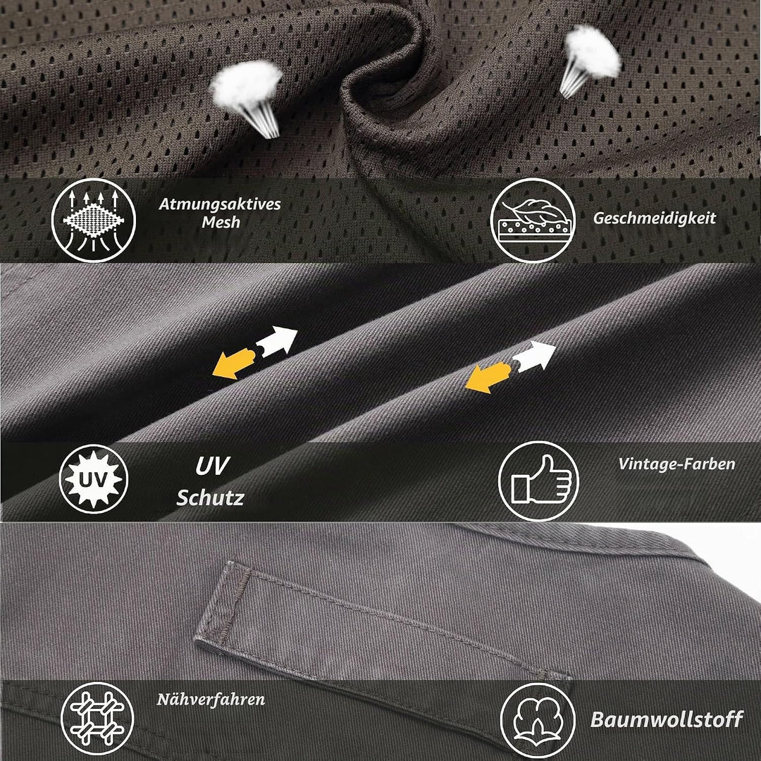 Herren Outdoor Weste Anglerweste mit Multi-Taschened Sommer Freizeit Baumwolle Weste Hundeweste Leic