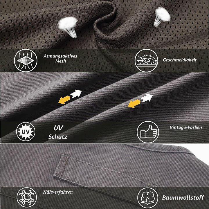 Herren Outdoor Weste Anglerweste mit Multi-Taschened Sommer Freizeit Baumwolle Weste Hundeweste Leic