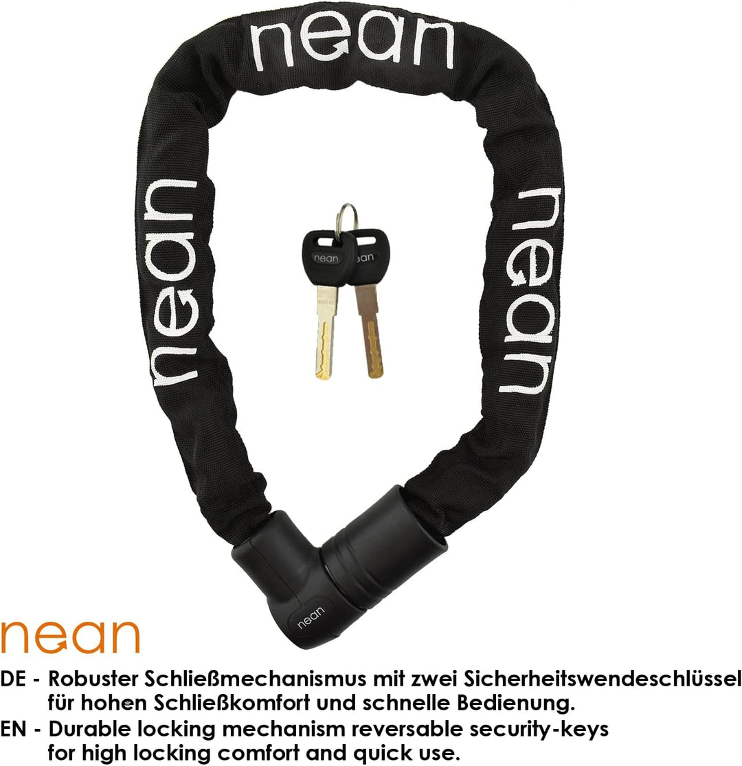 nean massives Fahrradschloss, E-Bike Kettenschloss, Motorradschloss, 2 Sicherheits-Schlüssel, hohe S