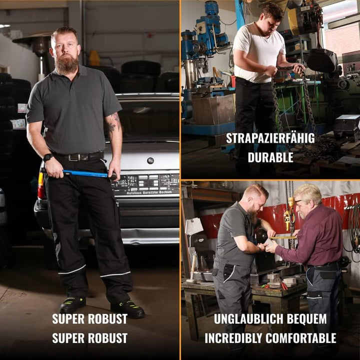 TMG® - Herren Latzhose für Mechaniker - strapazierfähig - Schwarz EU78