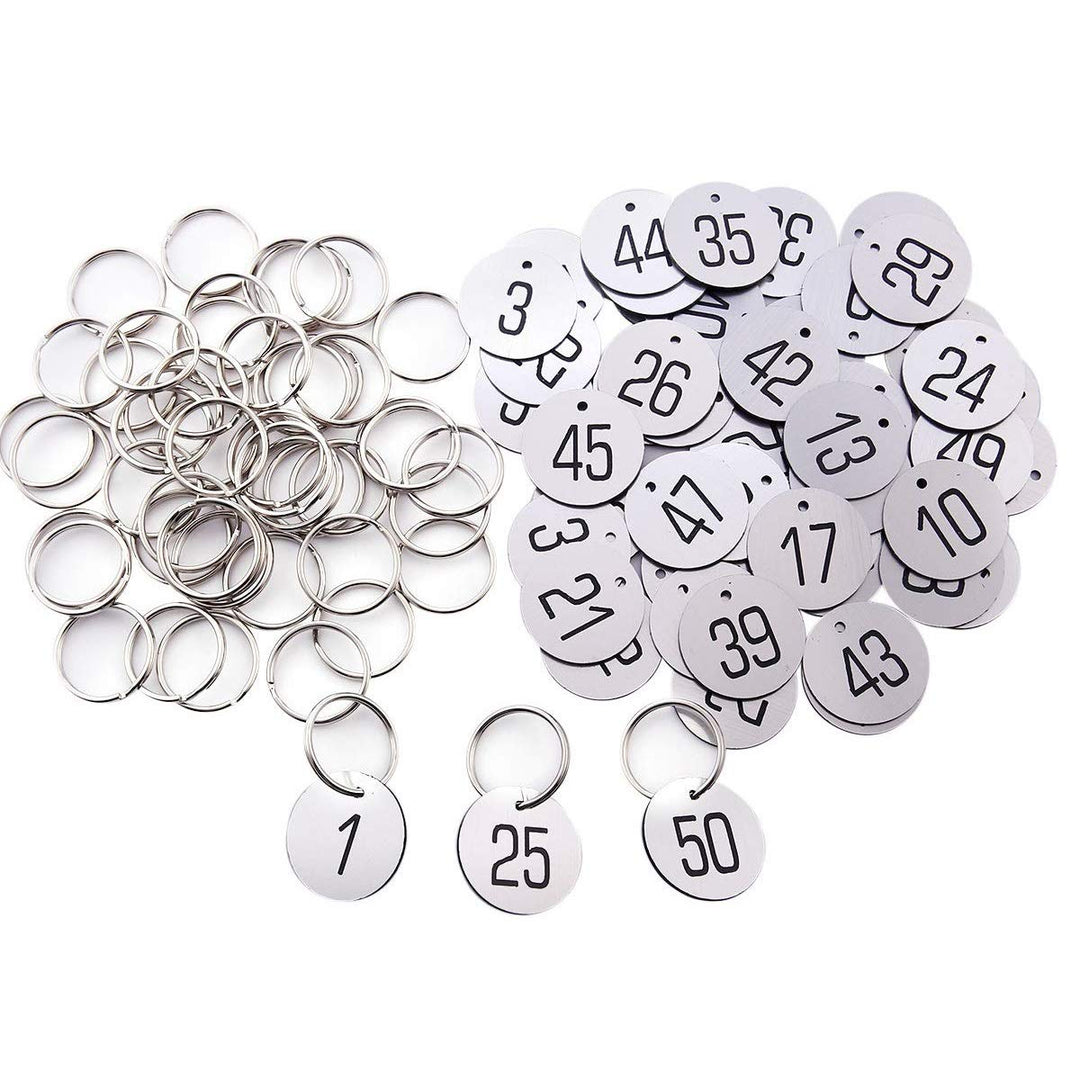 Sourcemall Kunststoff-ID-Nummernschilder mit Schlüsselringen (weiss, 1-100) 1-100 weiss, 1-100 weiss
