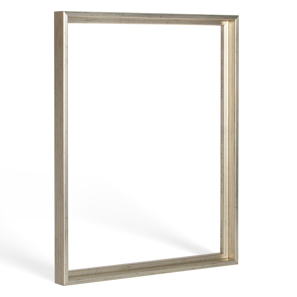 Schattenfugenrahmen Lemgo für Keilrahmenbilder und Leinwände 40x100cm Silber Antik, 40x100cm Silber