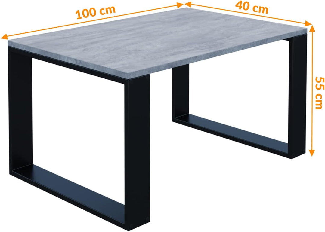 AKKE Couchtisch Wohnzimmertisch Beistelltisch Tisch Für Wohnzimmer Beton 100 x 40 x 55 L:100cm x B:4
