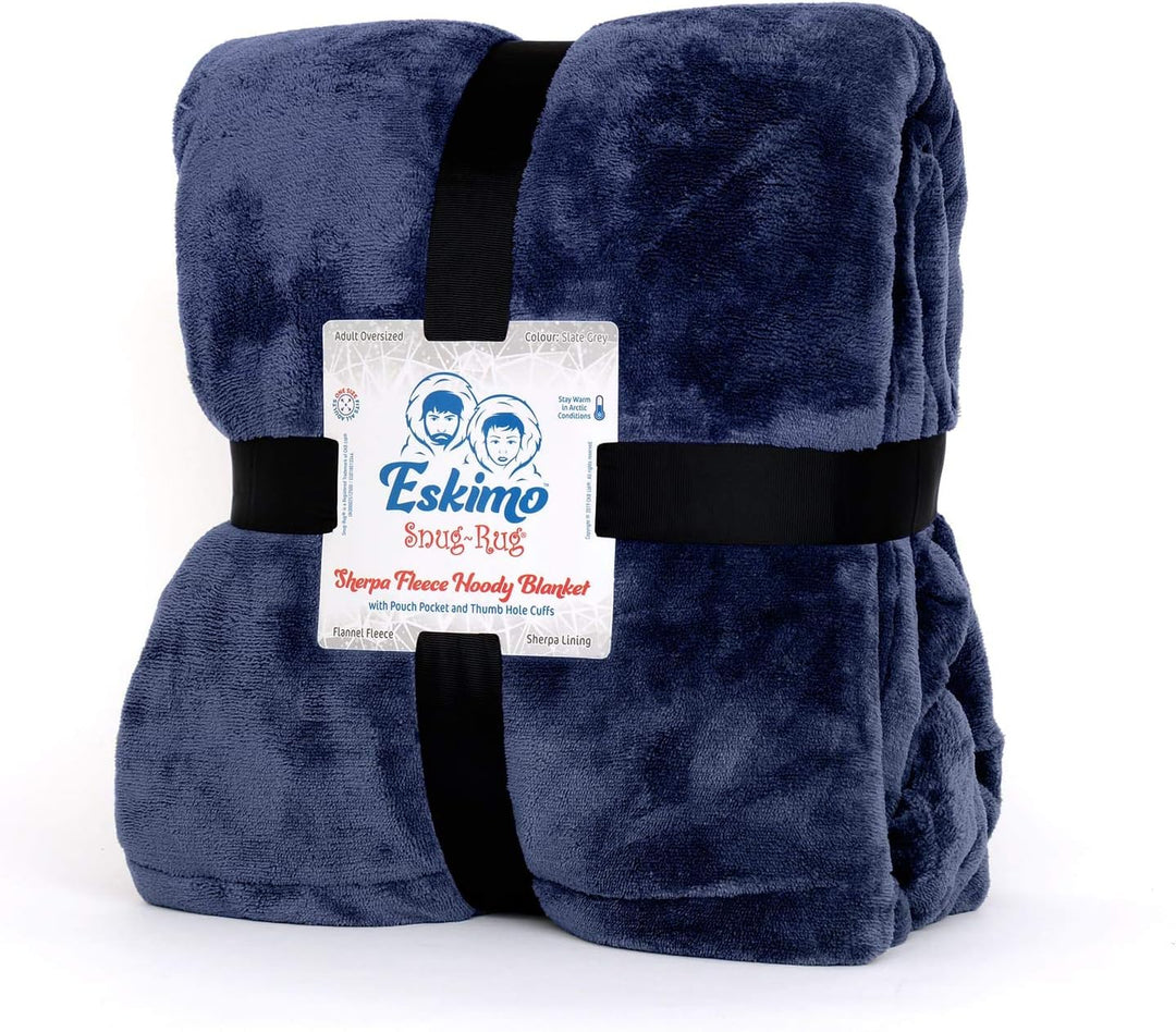 Snug Rug Blau Eskimo Decke mit Ärmel Pullover Decken-Kapuzenpullover Übergrosse Sweatshirt Hoodie Ku
