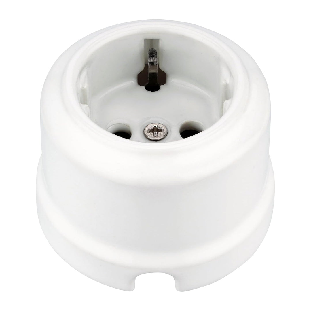Aufputz Porzellan Retro Steckdose, All-in-One, Serie QR1 weiss