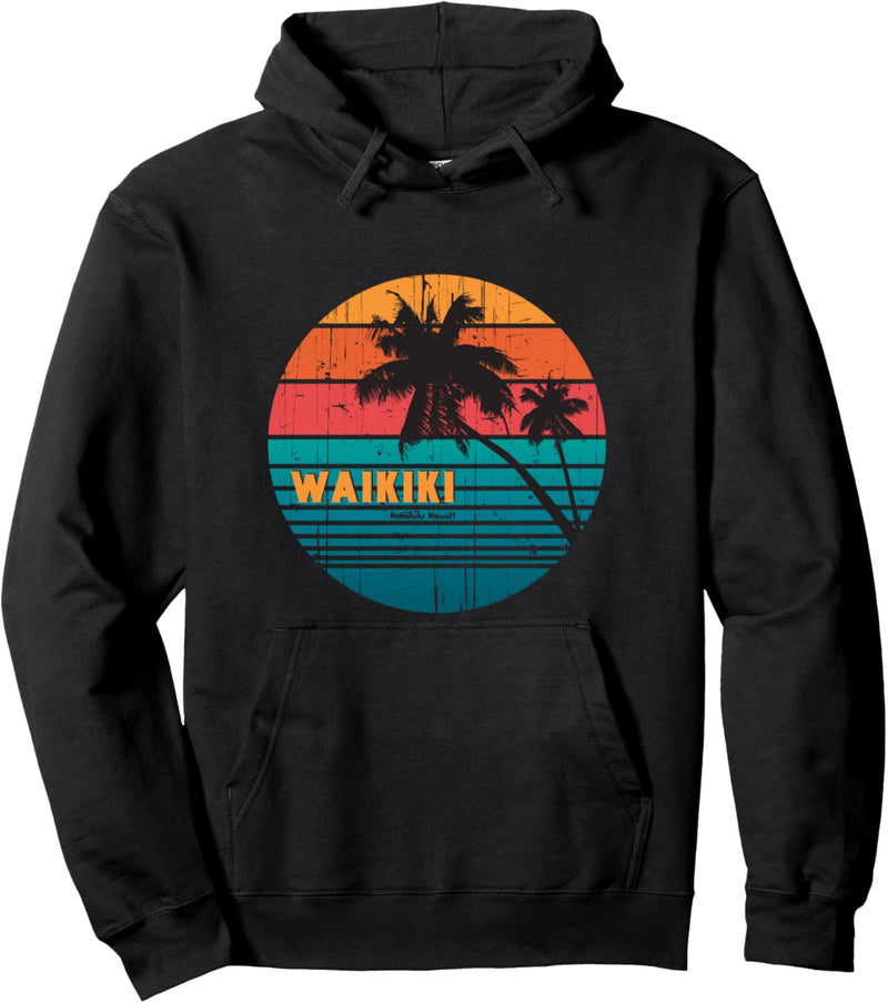 Retro Waikiki Honolulu Hawaii Urlaub Geschenk Fern-Reisen Pullover Hoodie