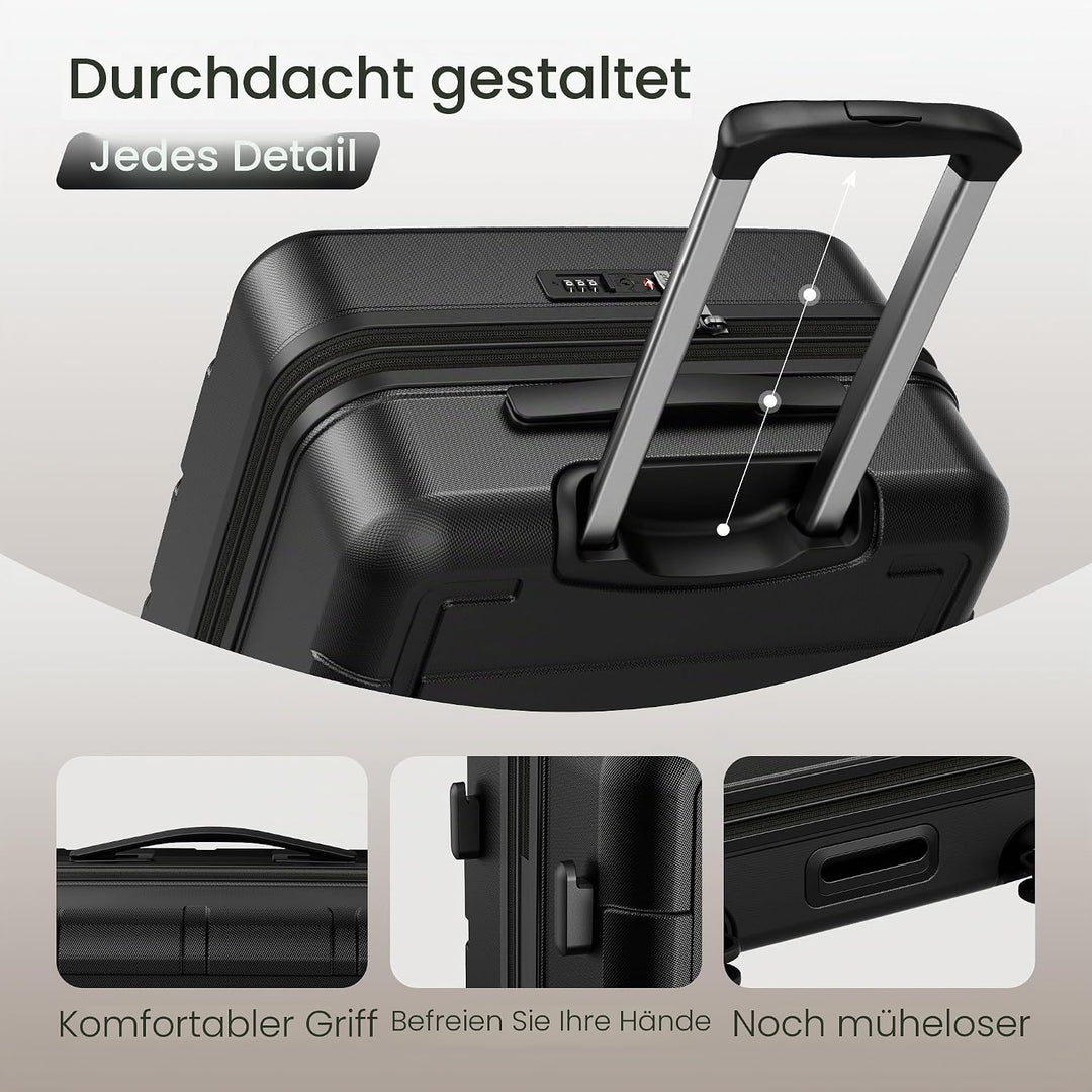 SHOWKOO Kofferset 3 Teilig Hartschale Leicht ABS+PC Erweiterbar Reisekoffer Haltbar Trolley Handgepä