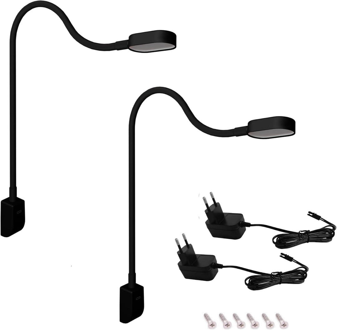 kalb I Ilios LED-Bettleuchte/Leseleuchte mit USB-C, Wand- und Winkelmontage, Flexibler Arm, dimmbar,