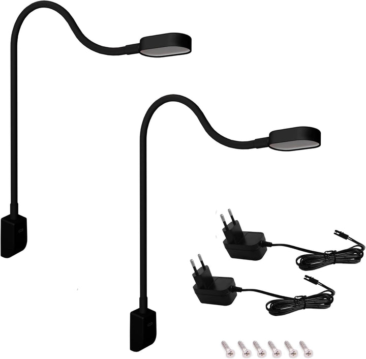 kalb I Ilios LED-Bettleuchte/Leseleuchte mit USB-C, Wand- und Winkelmontage, Flexibler Arm, dimmbar,