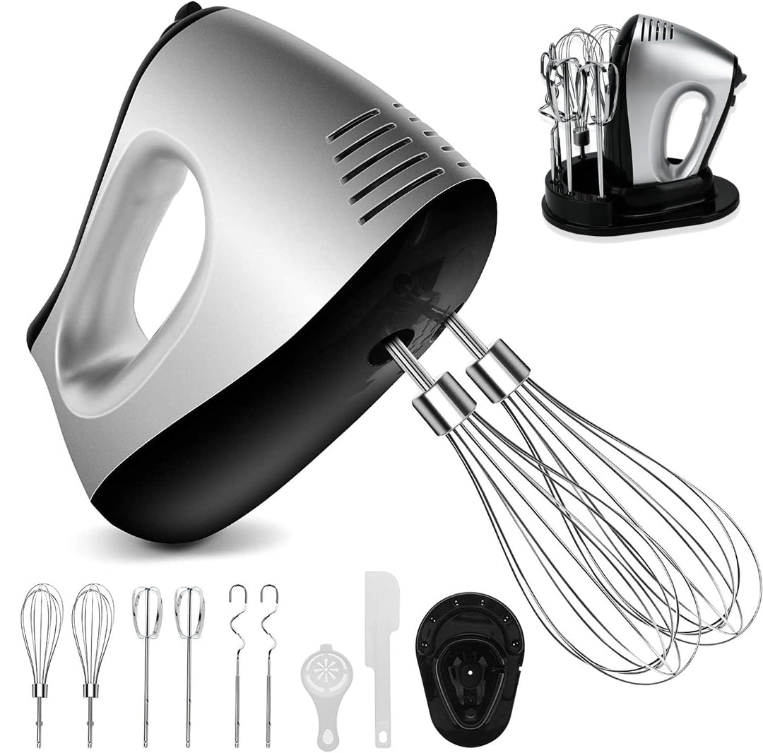 Handmixer Elektrisch 500W mit 5 Geschwindigkeiten & Turbinenfunktion Inkl. 2 Quirlen, 2 Knethaken, 2