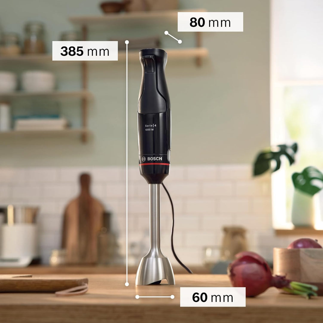 Bosch Stabmixer ErgoMaster Serie 4 MSM4B610, einhändig bedienbar, Edelstahl-Klingen, verschleissfrei