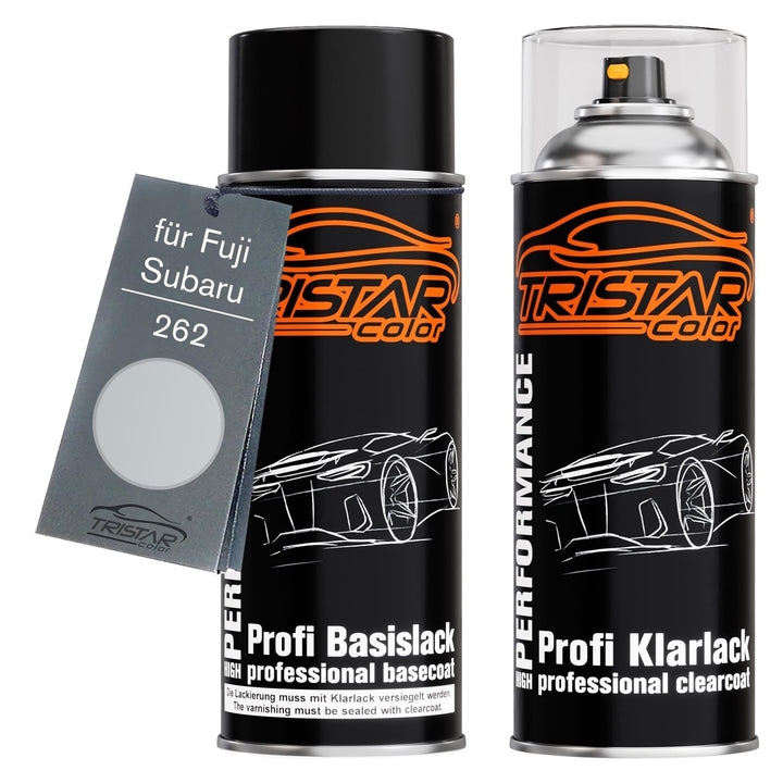 TRISTARcolor Autolack Spraydosen Set für Fuji/Subaru 262 Light Silver Metallic Basislack Klarlack Sp