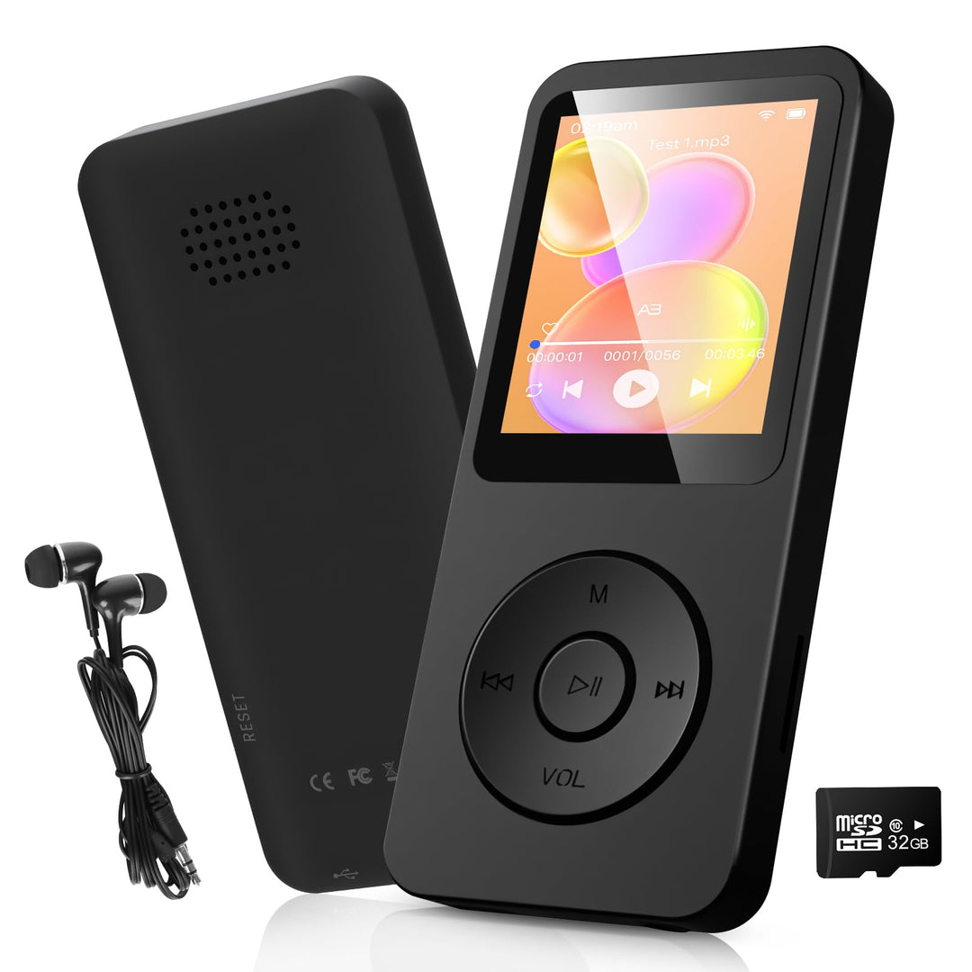 32GB MP3 Player - Bluetooth 5.3 mit 1.8" TFT Farbbildschirm mit Kopfhörer HiFi Musik Kinder MP3-Play
