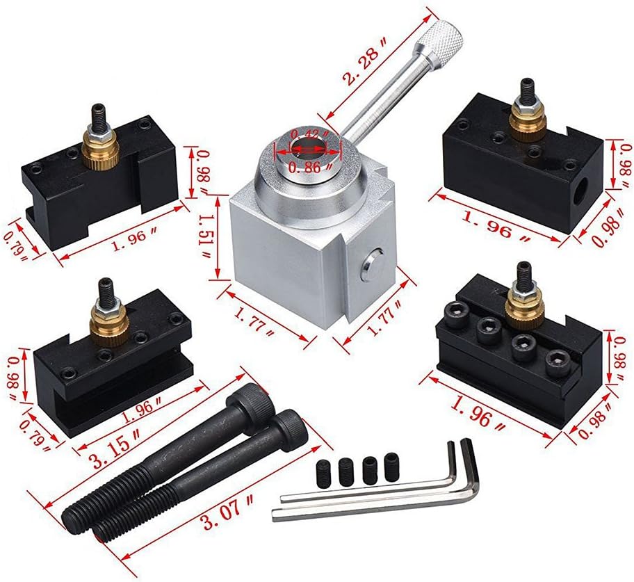 Werkzeugpfostenhalter, Drehmeissel, Pfostenhalter, hohe Steifigkeit, 1 Set, hochpräzise Aluminiumleg