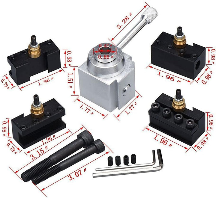Werkzeugpfostenhalter, Drehmeissel, Pfostenhalter, hohe Steifigkeit, 1 Set, hochpräzise Aluminiumleg