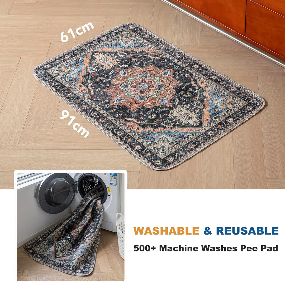 Waschbar Haustier-Urinunterlage, 2 Pack Wiederverwendbare Welpenunterlagen Matte für Hunde (Pattern