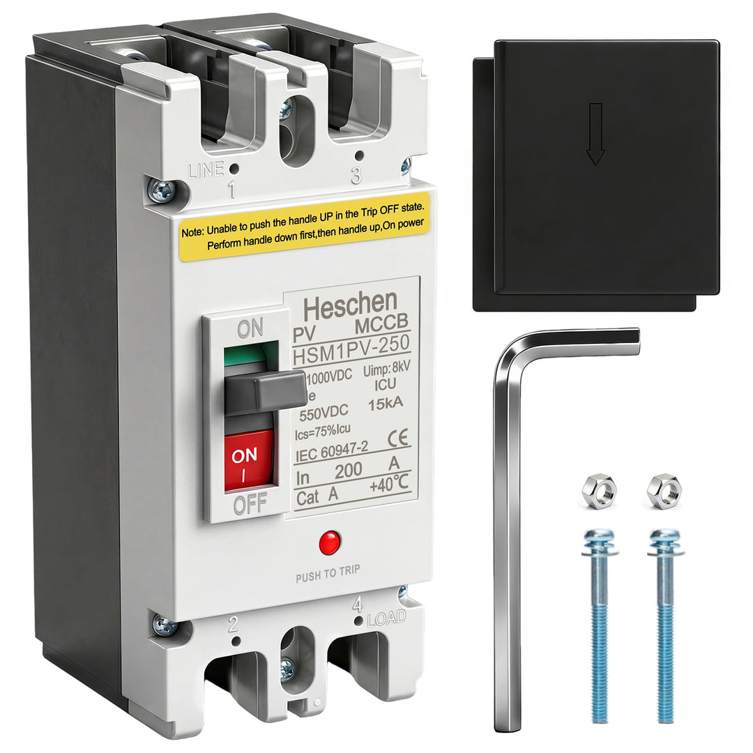 Heschen DC-Leistungsschalter MCCB, HSM1PV-250, 2-polig, DC550V 200A, Photovoltaik-Leistungsschalter,