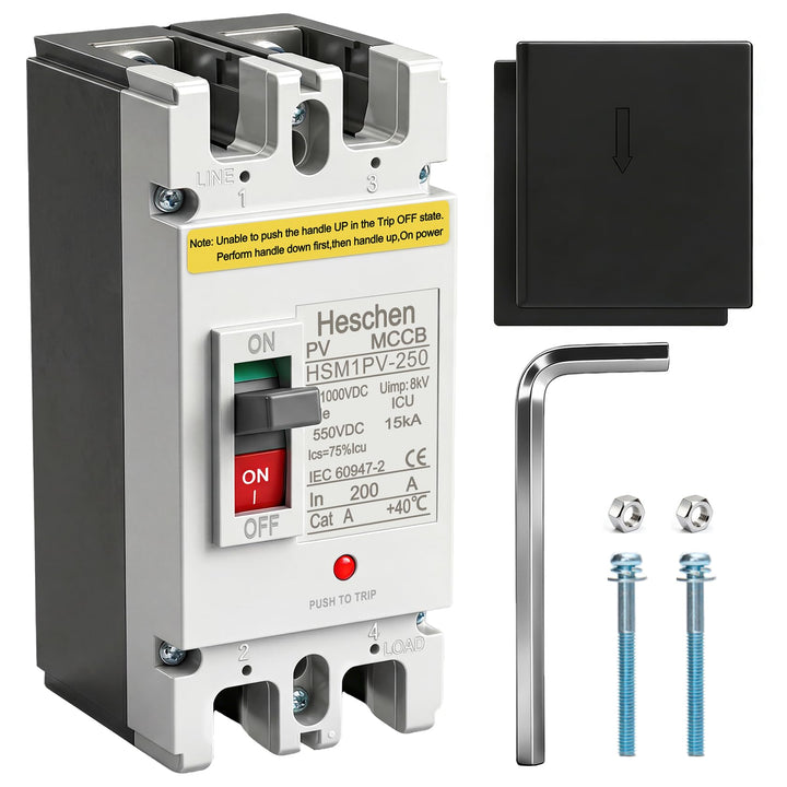 Heschen DC-Leistungsschalter MCCB, HSM1PV-250, 2-polig, DC550V 200A, Photovoltaik-Leistungsschalter,